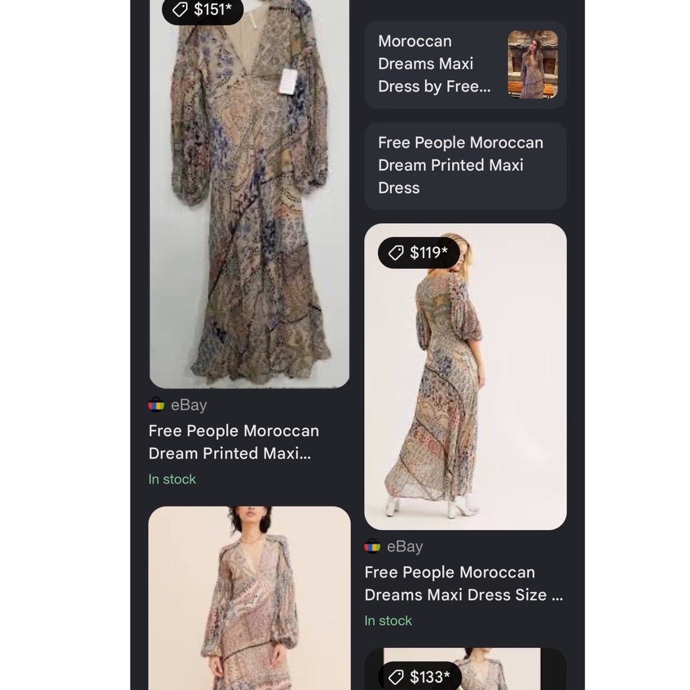Free People Moroccan Dream Printed Maxi Dress Patchwork Boho V-Neck Size 4 - Picture 8 of 8